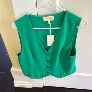 MELLODAY Green Sleeveless Crop Blouse